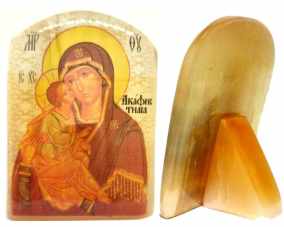 Икона из селенита "Божьей Матери Акафистная" 