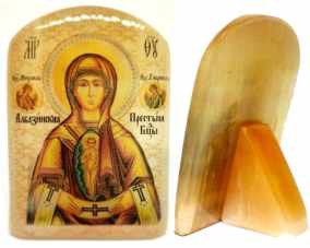 Икона из селенита "Божьей Матери Албазинская" 