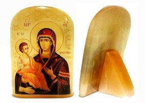 Именная икона из селенита "Божьей Матери Троеручица" 