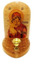 Икона с подсвечником из селенита "Божией Матери Феодоровская"