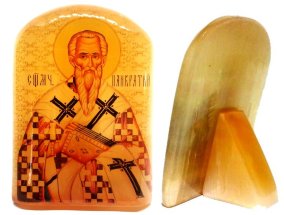 Именная икона из селенита "Св. Панкратий" 