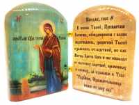 Икона из селенита с молитвой "Божией Матери Геронтисса"
