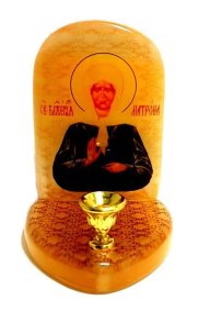 Икона с подсвечником из селенита "Святая Матрона" 