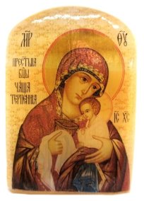 Икона из селенита "Божией Матери Чаша Терпения" 
