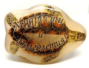 Магнит из селенита черепашка "Мудрости и Долголетия!" 