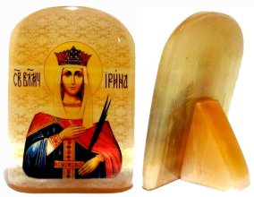 Именная икона из селенита "Святая Великомученица Ирина" 