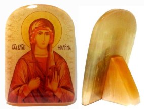 Именная икона из селенита "Святая Марина Великомученица" 