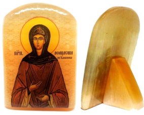 Именная икона из селенита "Преподобная Афанасия Игумения" 