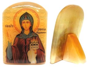 Именная икона из селенита "Преподобная София Суздальская" 