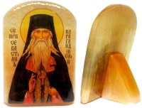 Именная икона из селенита "Преподобный Севастиан Карагандинский"