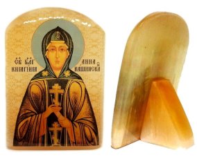 Именная икона из селенита "Святая Анна Кашинская" 