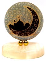 Сувенир из селенита Мусульманский знак полумесяц на подставке"№ 3"