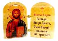 Икона из селенита с молитвой "Иисус Господь Вседержитель"