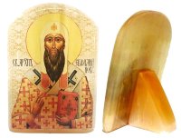 Именная икона из селенита "Святитель Евфимий Новгородский"