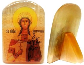 Именная икона из селенита "Святая Антонина" 