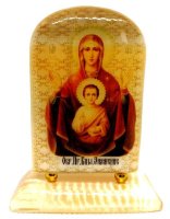 Икона арка из селенита на подставке "Б. М. Знамение"