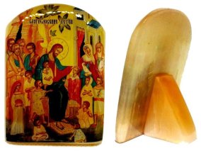 Икона из селенита с подставкой "Благословение детей" 