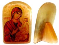 Икона из селенита с подставкой "Богоматерь Одигитрия (Путеводительница)"