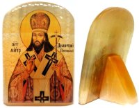 Именная икона из селенита "Святитель Дмитрий Ростовский"