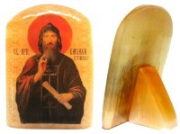Именная икона из селенита "Святой Варлаам Хутынский"
