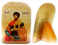 Именная икона из селенита "Святой мученик Виктор Дамасский"