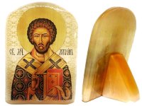 Именная икона из селенита "Святой мученик Лукиан"