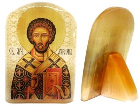 Именная икона из селенита "Святой мученик Лукиан" 