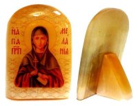 Именная икона из селенита "Святая Мелания"