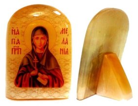 Именная икона из селенита "Святая Мелания" 