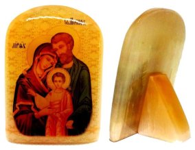 Икона из селенита "Святое семейство (Святые Мария, Иисус и Иосиф) 