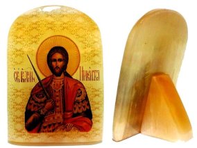 Именная икона из селенита "Святой Великомученик Никита" 