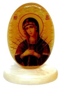 Икона овал на поставке 2 "Б. М. Семистрельная" 