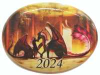 Панно магнит из селенита, с символом года 2024 "№ 2"
