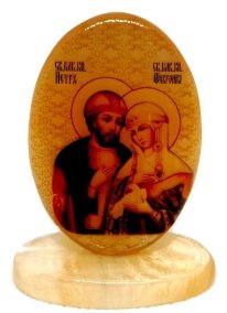 Икона овал на поставке 2 "Петр и Феврония" 
