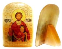 Именная икона из селенита "Святой мученик Максим"