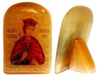 Именная икона из селенита "Святой Эдуард"