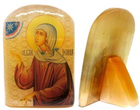 Икона из селенита с подставкой № 1 "Ксения Петербургская" 