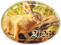 Панно магнит из селенита, с символом года 2023 "Кролик № 6"