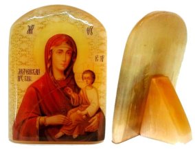 Икона из селенита "Пресвятой Богородицы Молченская" 