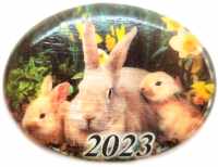 Панно магнит из селенита, с символом года 2023 "Кролики № 1"