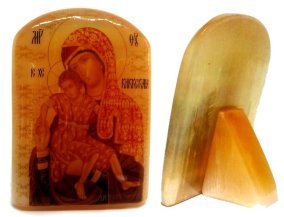 Икона из селенита "Б. М. Милостивая Киккская" 