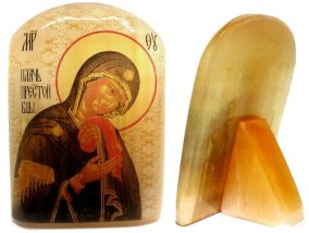 Икона из селенита "Б. М. Плач Пресвятой Богородицы" 