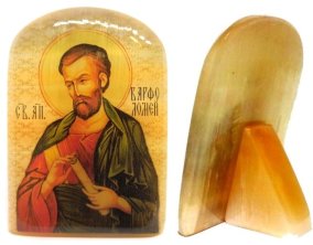 Икона из селенита с подставкой "Апостол Варфоломей" 