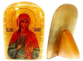 Именная икона из селенита "Святая Алла" 