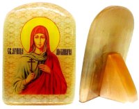 Именная икона из селенита "Святая Полина"