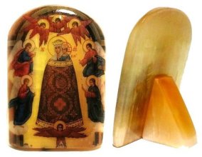 Икона из селенита "Б. М. Прибавления ума" 