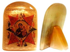 Икона из селенита "Б. М. Неопалимая купина" 