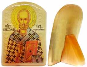 Именная икона из селенита "Николай Мирликийский" 