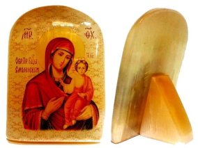 Икона из селенита "Б. М. Смоленская" 