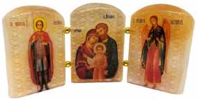 Триптих из селенита &quot;Святое семейство (Святые Мария, Иисус и Иосиф) с Архангелами&quot; 